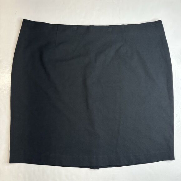 J Jill Ponte Pencil Skirt 2X Black Pull On Stretch Knit Back Slit Plus Size EUC - Picture 1 of 8